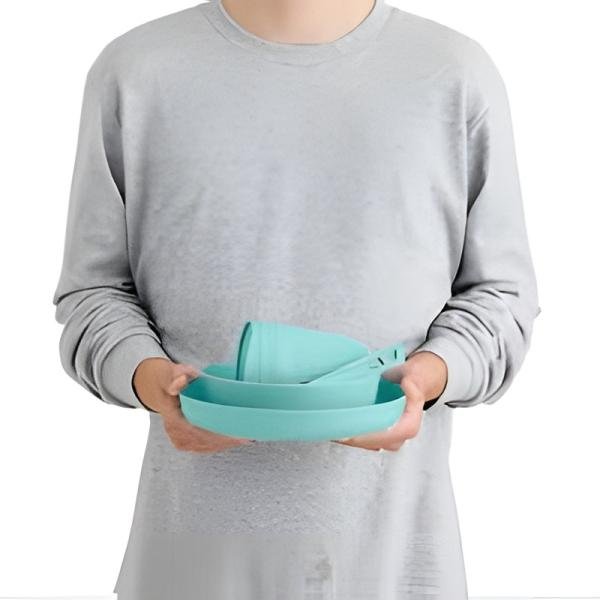 S2S Passage Dinnerware Set [7 Piece] - Blue Plate, L Bowl, Ins Mug and Utensils Aqua Sea Blue - SS02350