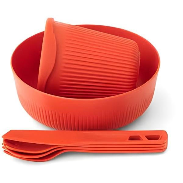 S2S Passage Dinnerware Set [7 Piece] - Orange Plate, L Bowl, Ins Mug and Utensils Spicy Orange - SS02355